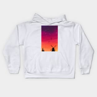 Windmill sunset Kids Hoodie